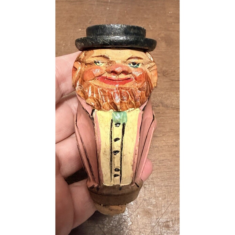 vintage  Anri Peek-a-Boo Bottle Stopper Mechanical Pop-Up Head Under Hat *READ*